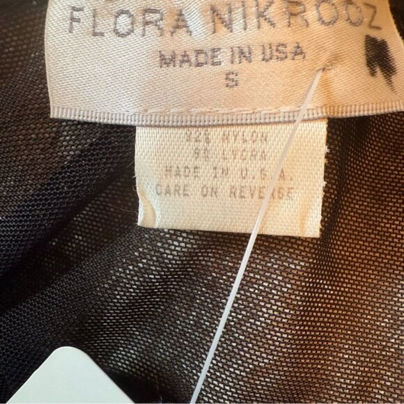 FLORA NIKROOS NEW Black Ruffled Sheer Top blouse tee long sleeve Size S USA - Picture 9 of 10
